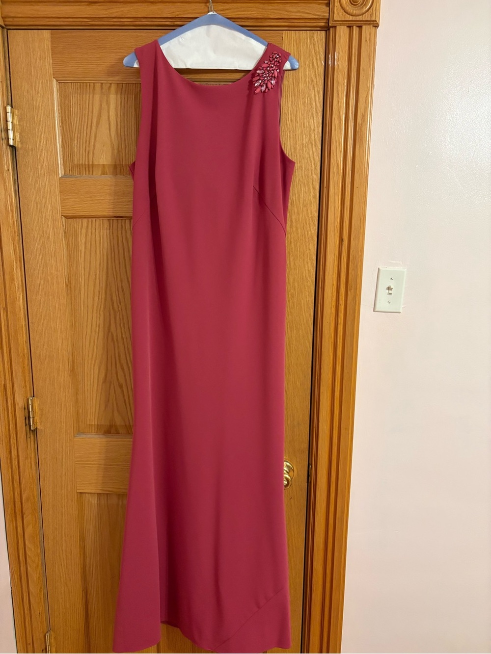 Kay Unger Sleeveless Beaded Shoulder Maxi Dress - Rose